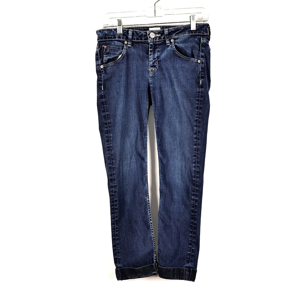 Hudson Bacara Crop Straight Cuffed Jeans Womens Size 28 Dark‎ Wash Cotton Blend